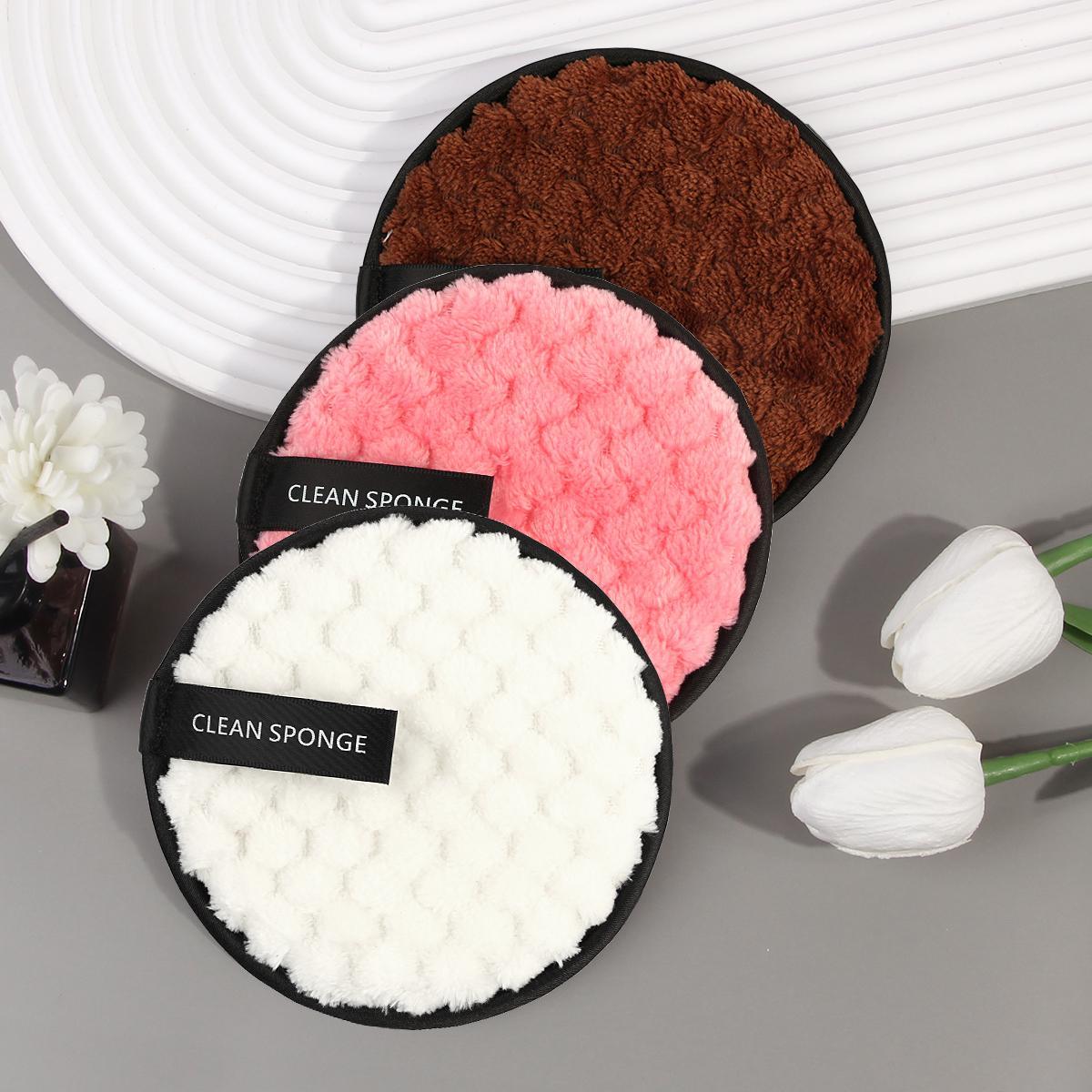 3pcs Reusable Washable Pads, Double-Sided Facial Cleaning Puffs, Fluffy Face Washing & Skin Cleansing Pads, Portable Makeup Tools, Soft Makeup Remover