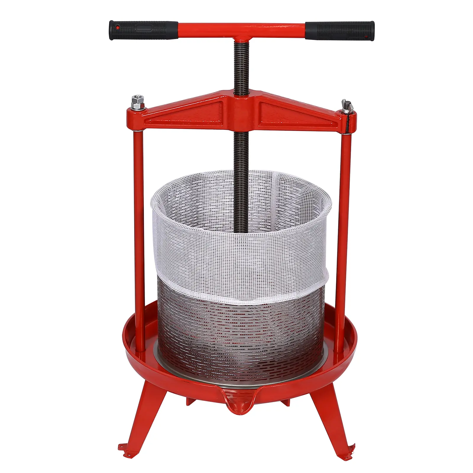ARCH Stainless Steel Fruit and Wine Press 3.69 Gallon 14L Heavy Duty T-Shaped Handle Manual Juice Press for Apple Grape Cider Winemaking Home Brewing Kitchen Tool Red, Red Color Options, Steel Material, Product Dimensions: 16.00 W x 16.00 D x 24.50