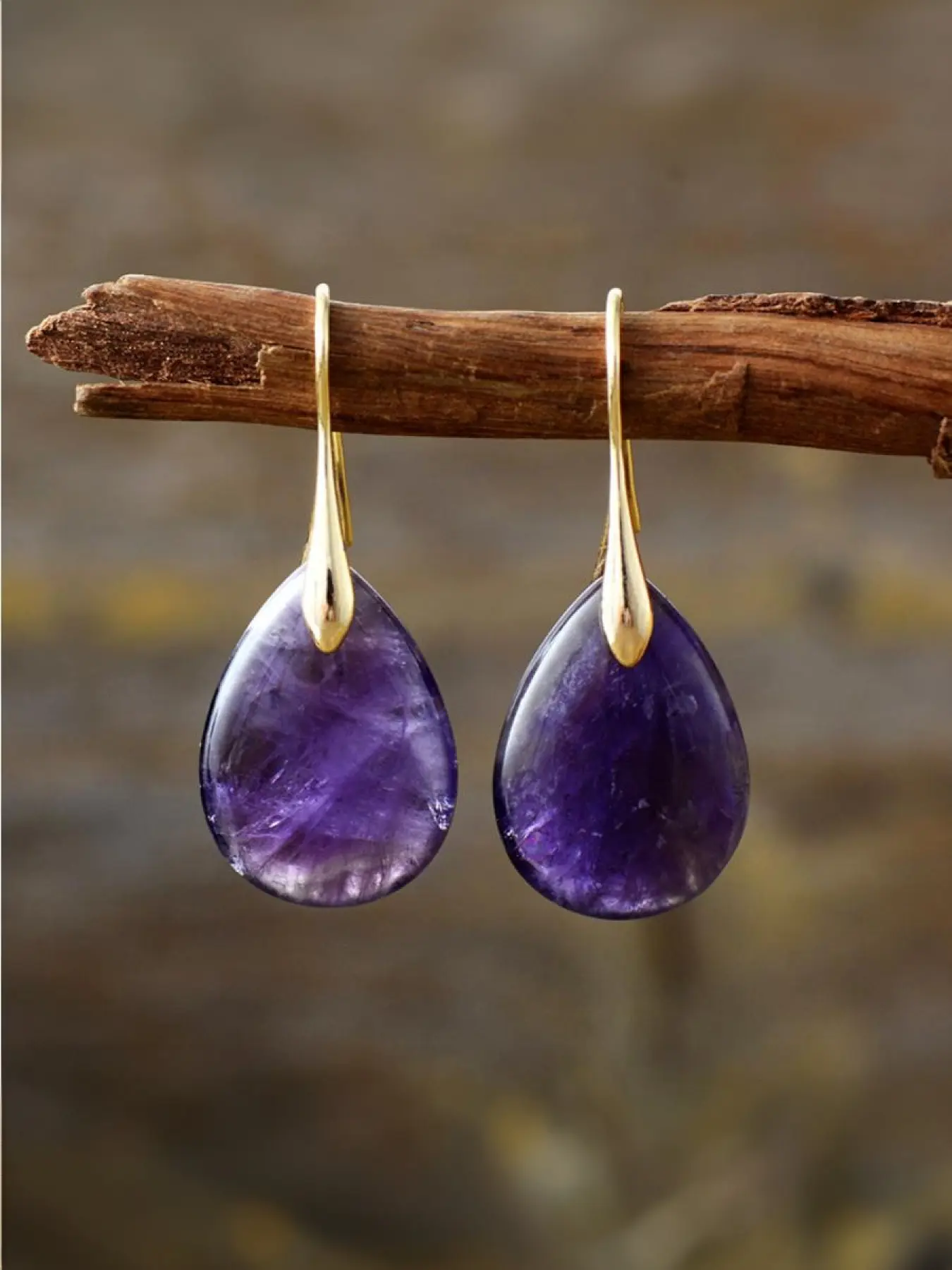 Simple and high-quality natural stone crystal amethyst pendant earrings jewelry