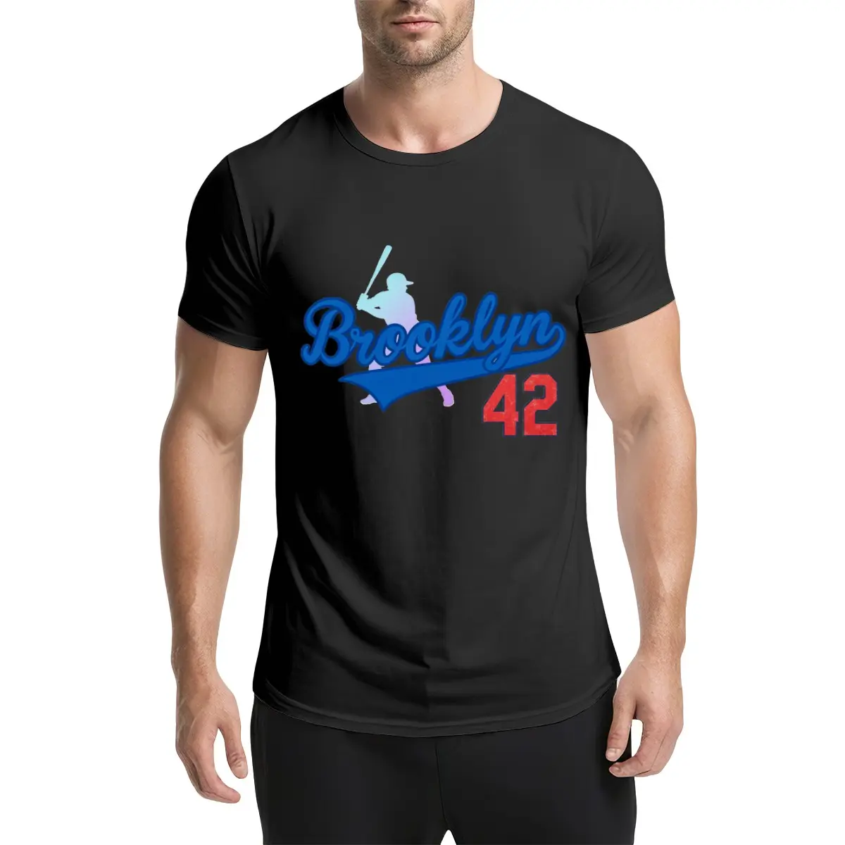 Retro Brooklyn 42 Robinson Baseball Graphic Tee Vintage 42 Number Soft Cotton Crew Neck Short Sleeve Tshirt Casual Sports Streetwear Top for Men Women t-shirt short-sleeved t-shirt black sleeve t-shirt   baseball jersey t-shirt Menswear Shortsleeve