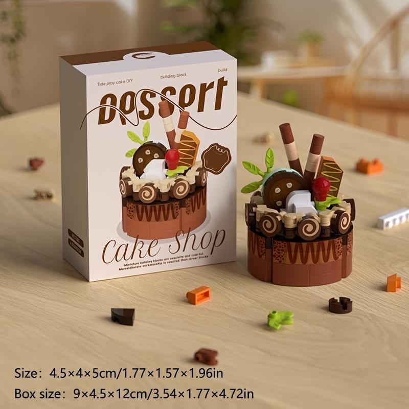 Birthday cake, strawberry cake, birthday gift decorations 184pcs + afternoon tea mini cake, tiny particle building blocks for DIY desserts, perfect small gift, beautiful DIY building block decorations