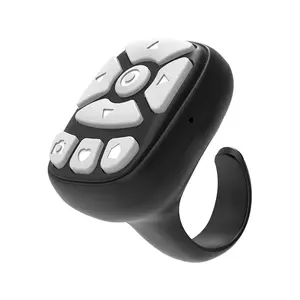 Scrolling Ring Remote Control, Bluetooth Camera Shutter Remote, Wireless Fingertip Scroller for iPhone, Android, iPad, Page Turner for YouTube, Instagram & Social Media Apps (Black)