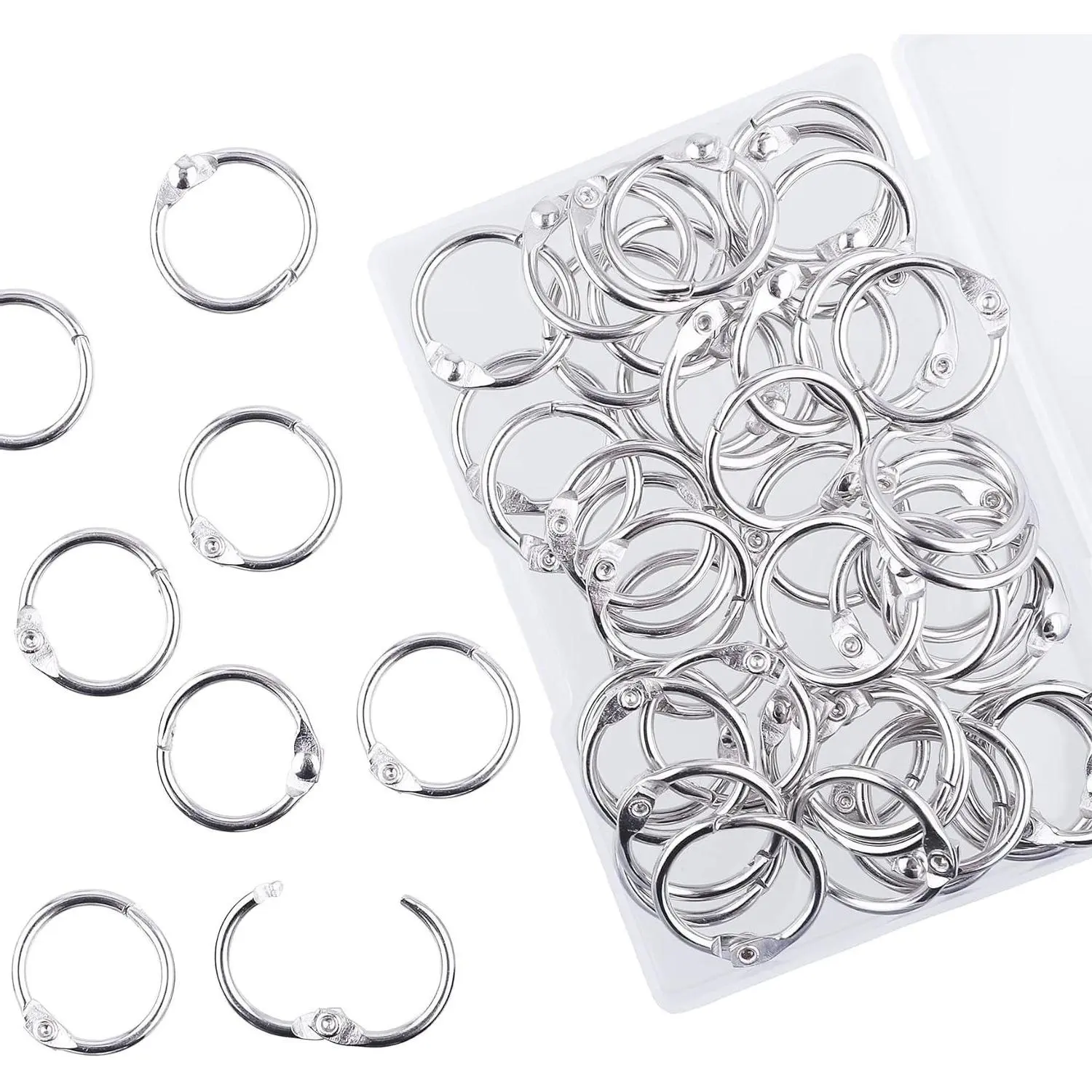 0.75 Inch Loose Leaf Binder Rings, 50 Pack Small Book Rings, Nickel Plated Steel Key Rings, Metal Index Card Rings for School, Home, OfficeGift