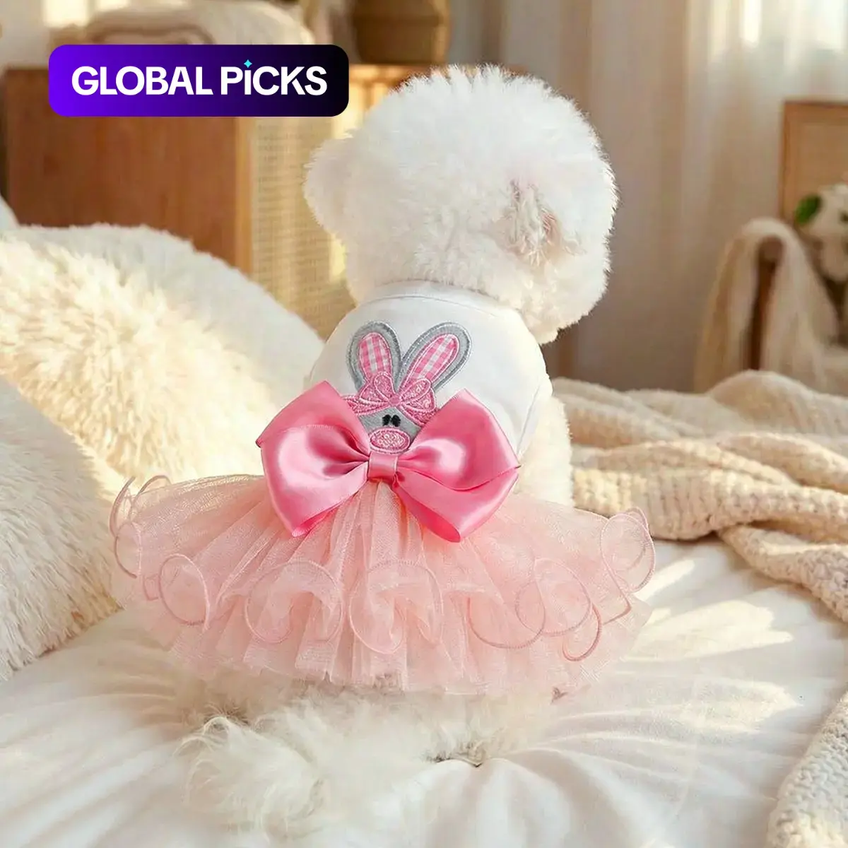 Easter Bunny Rabbit Puff Skirt for Pets, Cute Princess Dress Costume for Dogs and Cats, Teddy Bichon Pomchi Small Dog Clothes, Puppy Clothes #GLOBAL PICKS