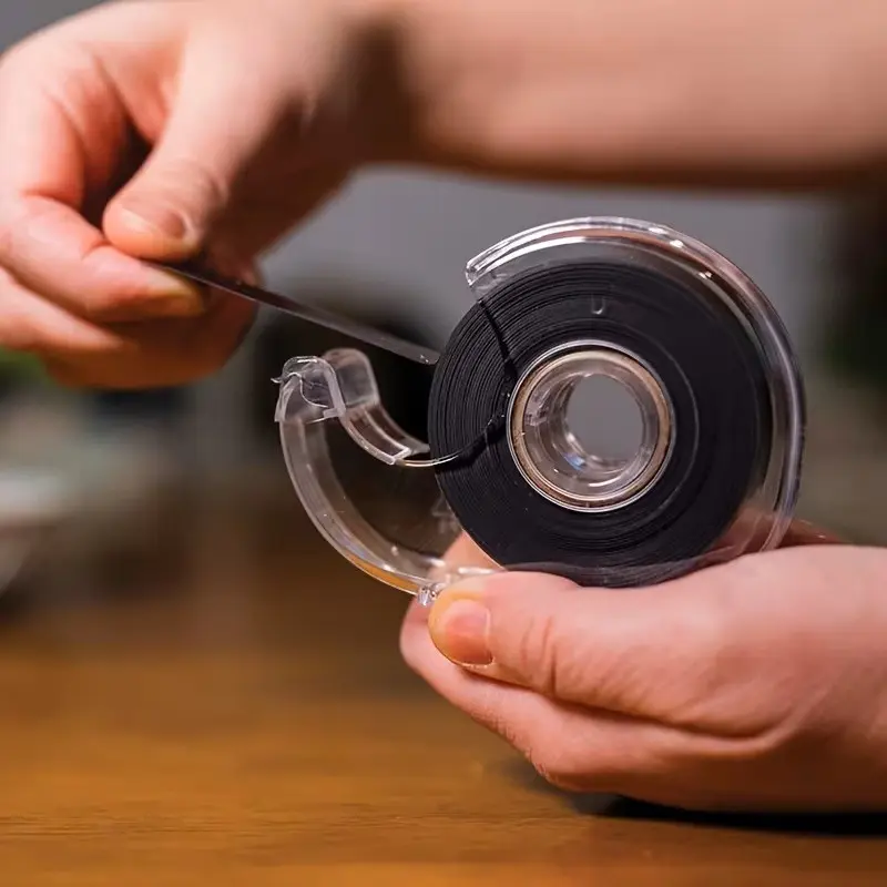 Strong Magnetic Adhesive Tape with Cutter, Residue-Free Clear Magnet Back, Ideal for Notes, Photos, Coupons, Office, Home, Craft Boards
