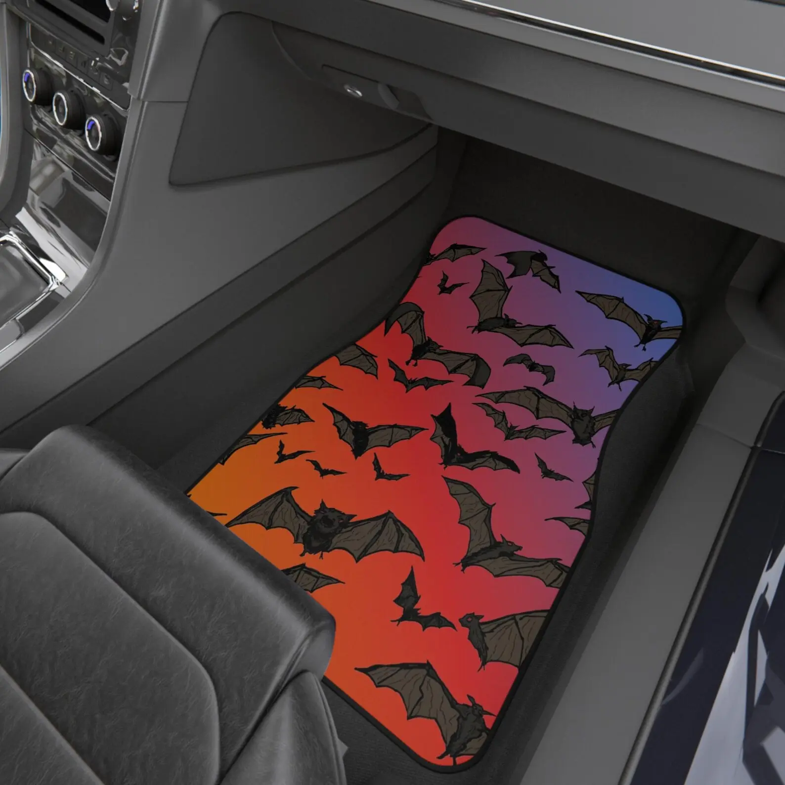 Flying Bats Car Floor Mat | Halloween Gradient Floor Mat 4-piece Dust Mat Set, Fashionable and Comfortable Universal Model