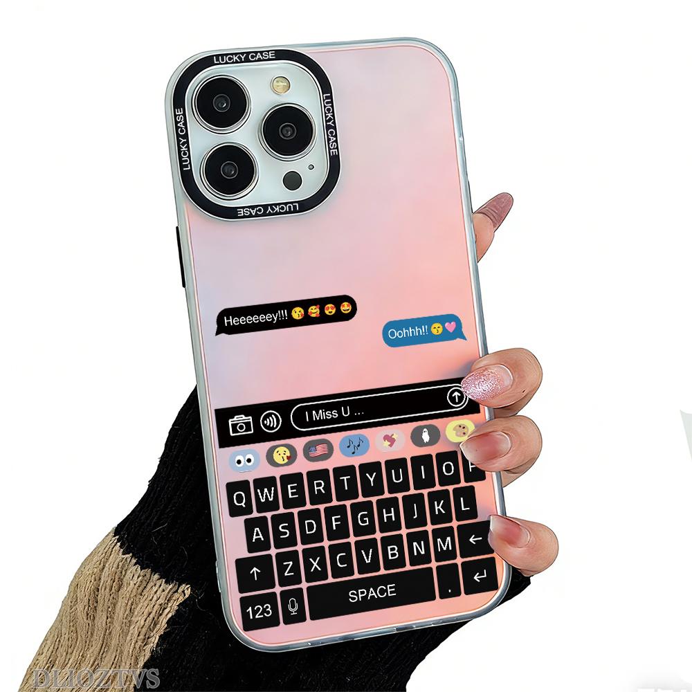 Couple on SMS Interface Pattern Color-Changing Mobile Phone Case for iPhone 17 Pro Max 17Air 16 Plus 15 14 13 12 11 Shockproof Protective Case Color Changes with Angle