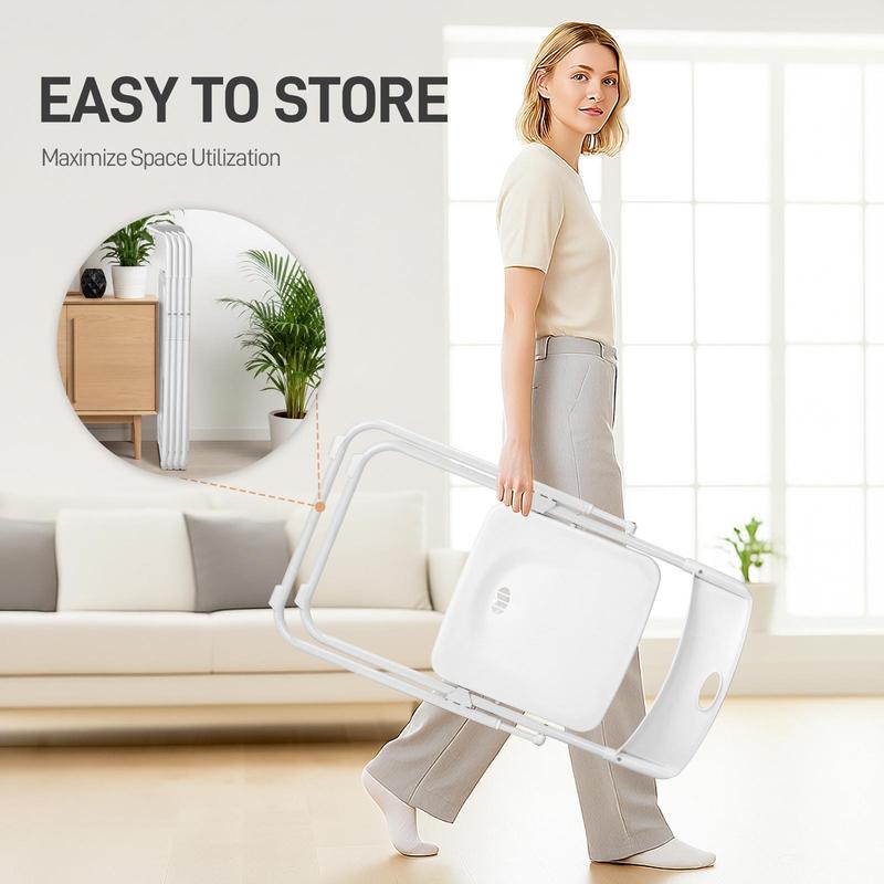 Outvita 4/6/10 Pcs Folding Chair, 300LBS Lightweight Foldable Plastic Chair, Reinforced Metal Frame Easy to Fold & Store for Indoor Six colors & Outdoor, Wedding, Party, Meeting Room, Patio and Garden, White