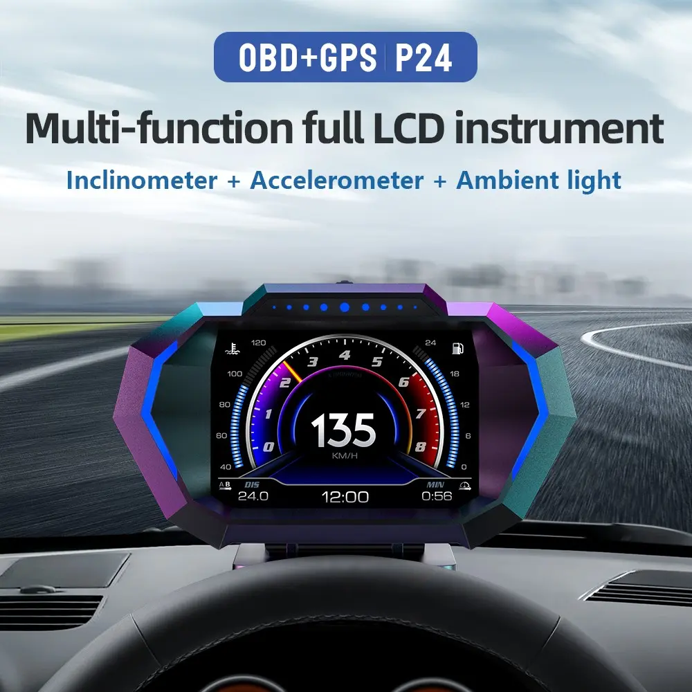P26 Ultimate HUD Smart Digital Gauge | OBD2+GPS Dual System with Off-Road Slope Meter | 12 UI Themes & Ambient Light | Real-time Car Performance Tracker for All Vehicles