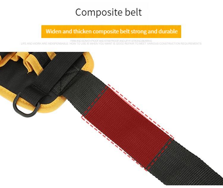 Electrician’s Waist Tool Bag – Small Portable Canvas Pouch with Belt Heavy Duty Multi-Function Waterproof Storage for Repair Work Large Yellow and Black Tool Organizer mower bag Heavy Duty Rolling Tool Cart with Pegboard work accessories manny tool box