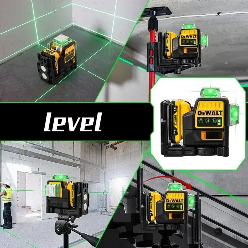 DEWALT DW089LG 360 Degree Vertical 12 Lines Laser Level 12V Battery with Bright Green Light & Additional Battery for Construction & DIY Projects