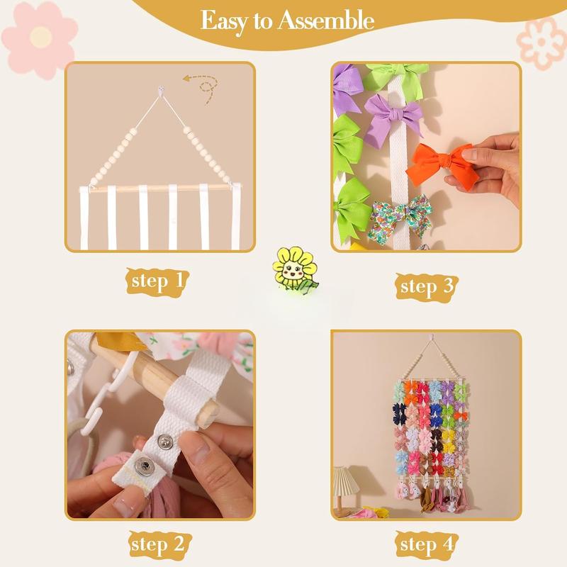 Bow Organizer for Girls Hair Bows  Headband Holder Organizer Bow Holder for Girls Hair Bows Hair Bow Storage Headband Organizer for Girls Hair Bows Display Hair Bow Hanging for (White)