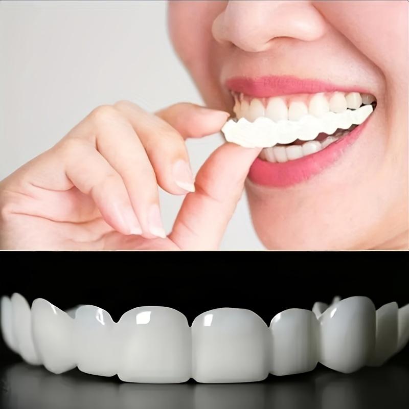 2 Pieces Unisex Comfortable Dental Veneers White Upper and Lower Denture Veneers for Daily Use Create Confident Smile