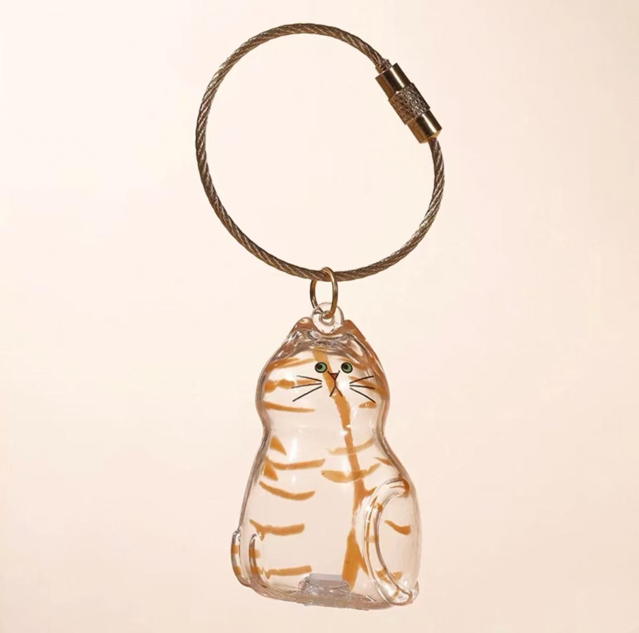 Clear Pet Hair Keepsake Capsule – Keychain Locket for Dog & Cat Fur, Memorial Urn Pendant, Cute Bag Charm Gift