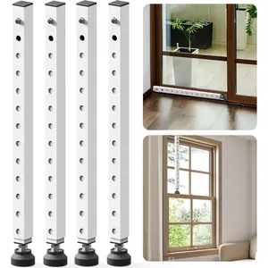Window Security Bar,17-33 inch Adjustable Sliding Door Security Bar Lock with Rubber Tips,Sliding Window Lock Bar for/Patio Glass Door/Home Apartment/Anti-Theft/Child Safety(White - 4 Pack)