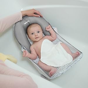 Foldaway 2-Position Baby Bath Seat, Adjustable Support for Sink or Bathtub, Ages 0-6 Months up to 20 Pounds, Machine-Washable Sling Foldaway 2-Position Baby Bath Seat, Adjustable Support for Sink or Bathtub, Ages 0-6 Months up to 20 Pounds, Machine-Washable Sling