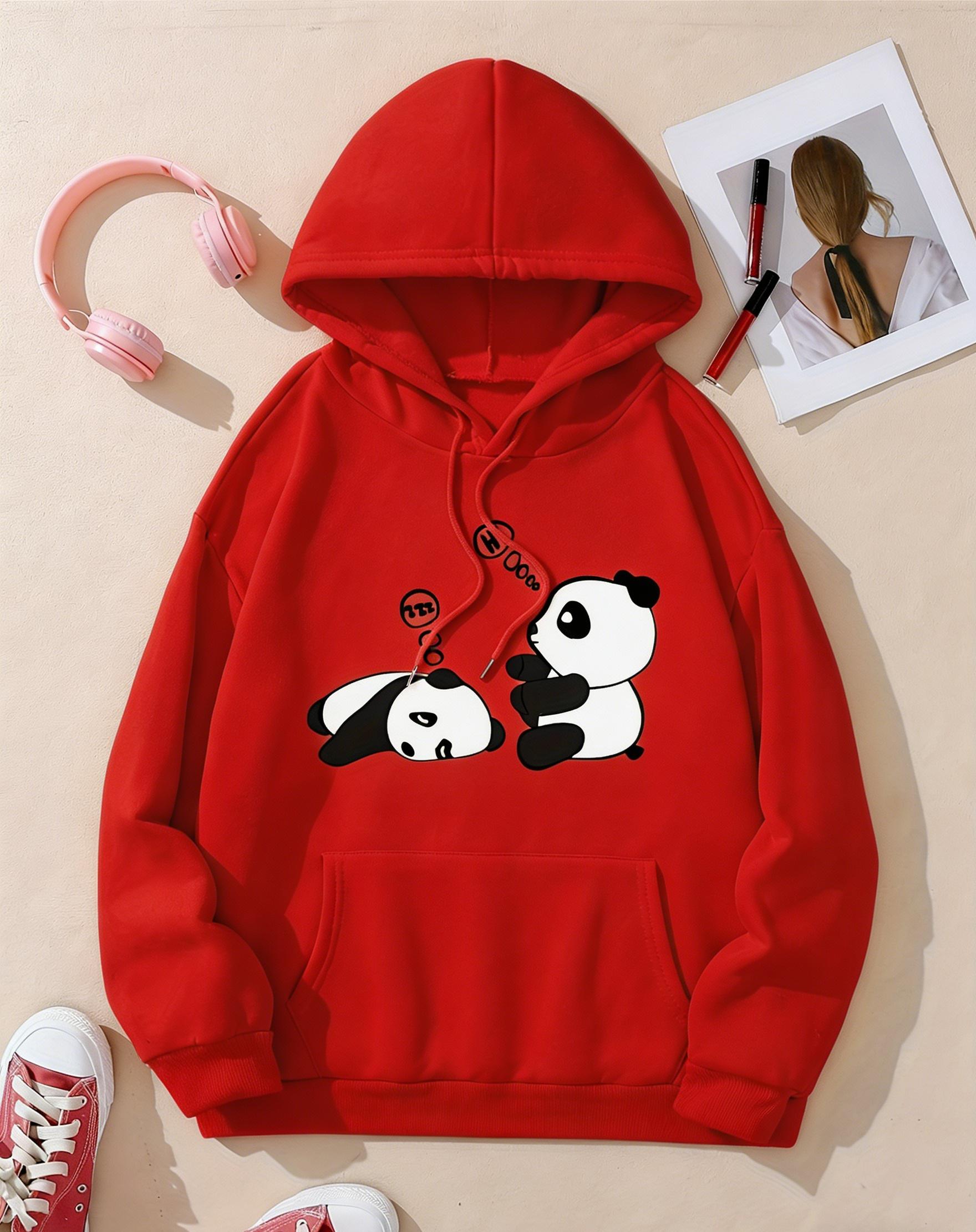 Women's Casual Fashion Hoodie with Sleepy Panda Print