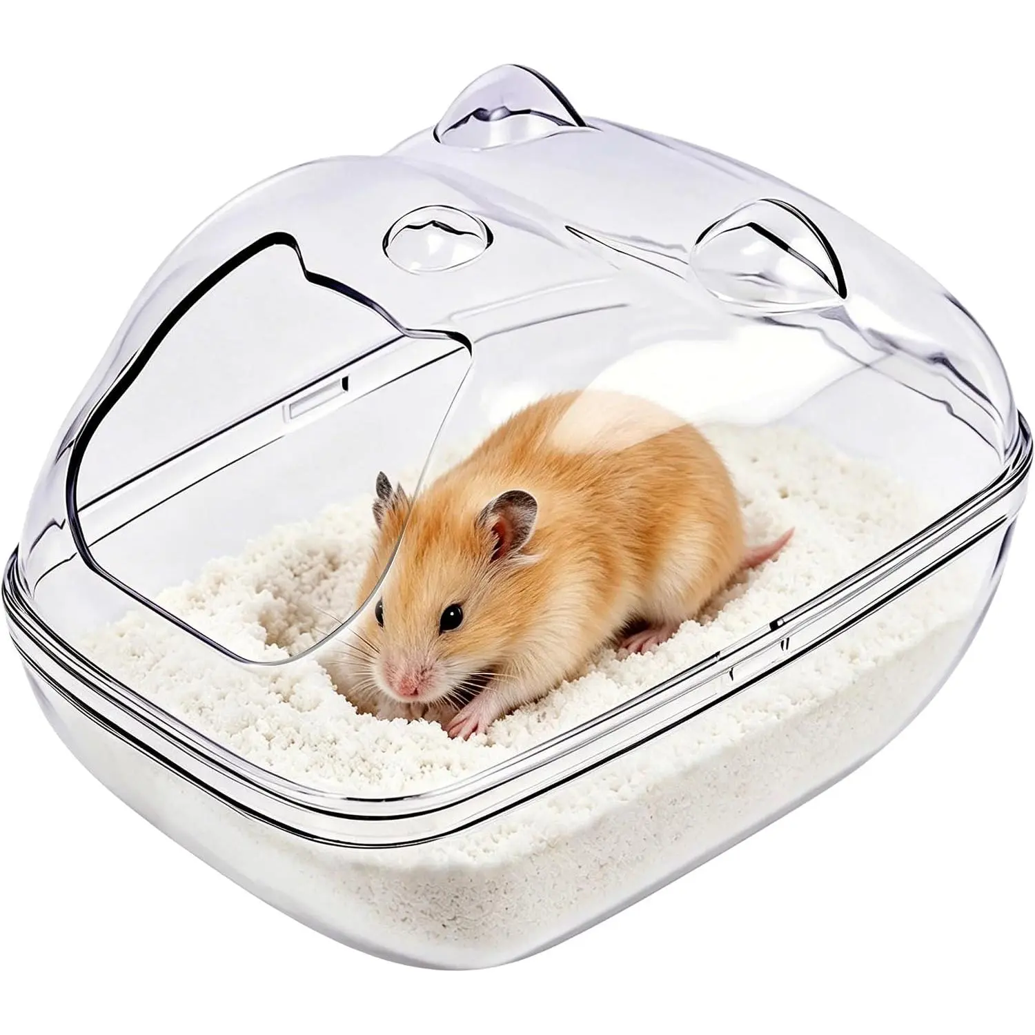 Hamster Bathtub,Sand Bath Container, dig Box,Splash Proof Hamsters Sand Box Bathroom,Transparent House sandbath for Hamsters,Hamster Toilet Small  Habitat Décor