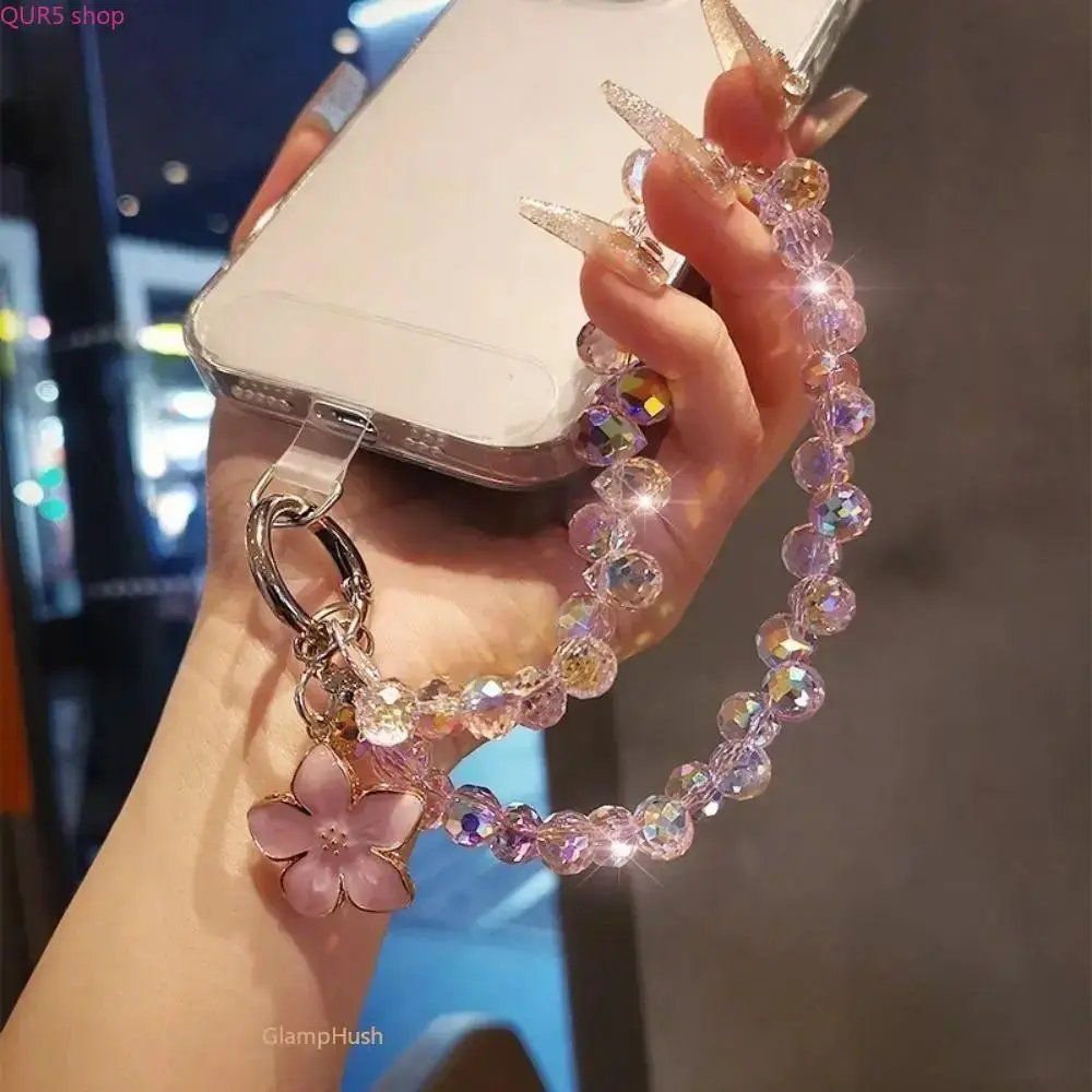 Sparkling Crystal Teardrop Beaded Phone Wrist Strap For Women, Lightweight Multi-Purpose Lanyard Charm Works As Keychain And Daily Fashion Accessory