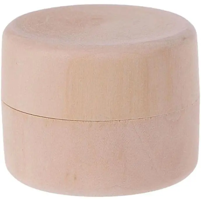 Mini Round Wooden Storage Box - Wedding Ring Jewelry Trinket Box
