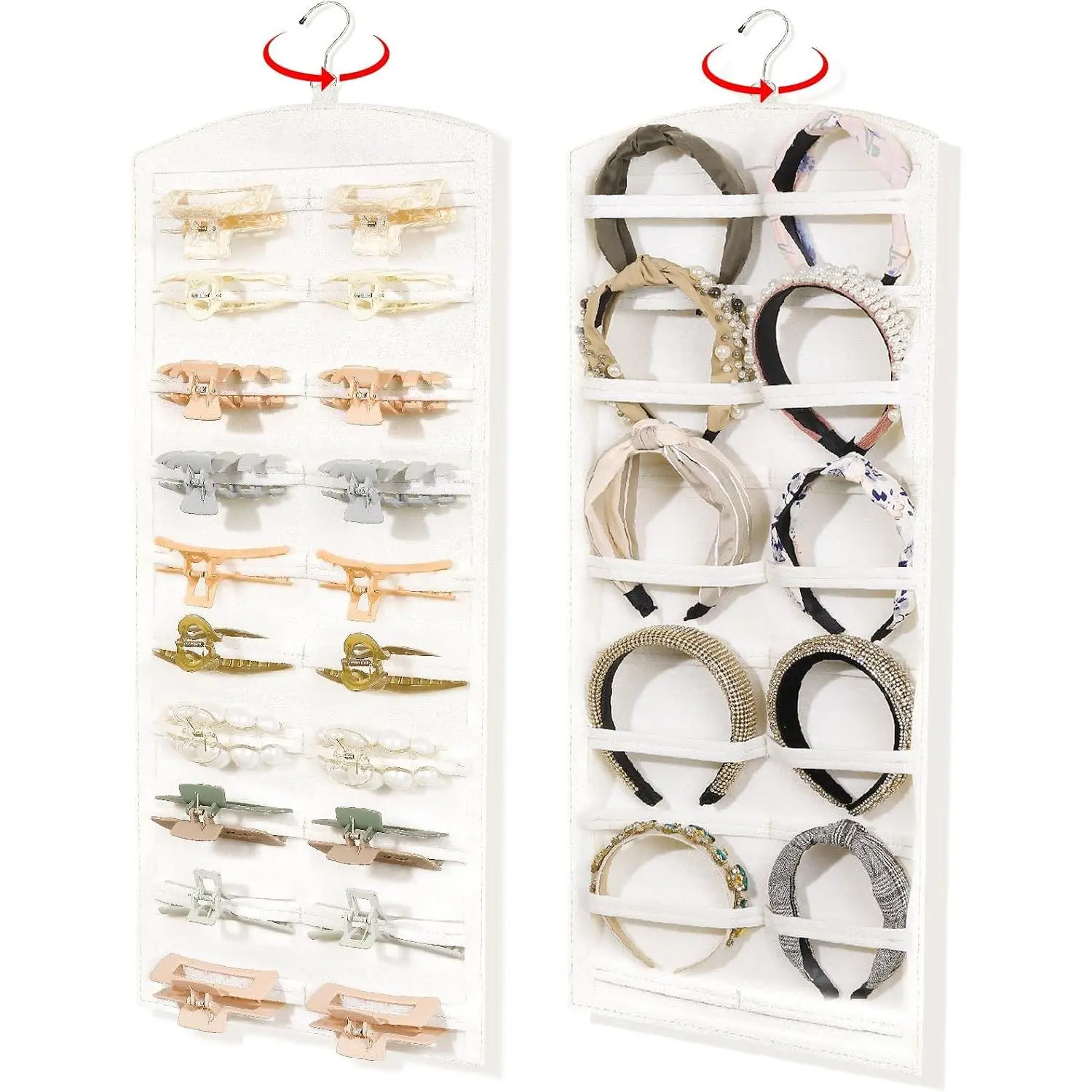 Claw Clip Organizer, Double-Sided Hair Clip Organizer Storage For Girls Women,  Claw Clip Holder Hair Clip Display for Closet, Wall, Door Room  Shop (Beige)