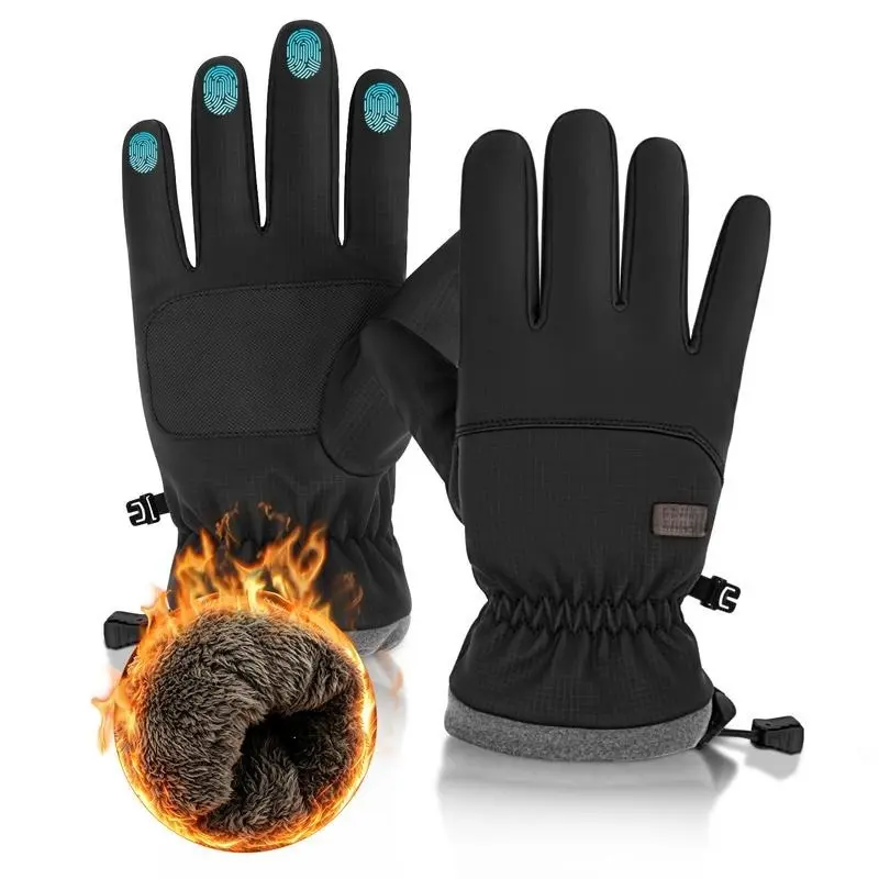 Outly Unisex Winter Waterproof Full-Hand Sports Gloves - Lightweight, Keep Warm, Windproof, Thermal Lined, Touchscreen, Anti-Slip Grip, Buckle, Flexible, Adjustable Elastic Cuff, Durable, Comfortable, Easy to Clean for Skiing, Driving
