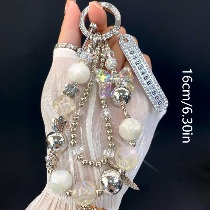 Luxury Rhinestone Butterfly Beaded Wristlet Phone Charm Strap – Versatile Accessory for Mobile Cases, Bags, Car Chains, and Keychains