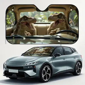 1pc 2D FLAT PRINTING Dino Road Trip Car Sun Visor Sunshield for Car Vehicle Accessory Universal Fit for Rental Cars, Travel Friendly Car Additions