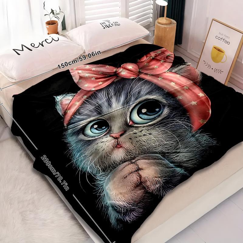 Hello Kitty Pattern Blanket, Soft Warm Throw Blanket, Air-conditioned Room Blanket, Nap Blanket for Home Office Travel Camping