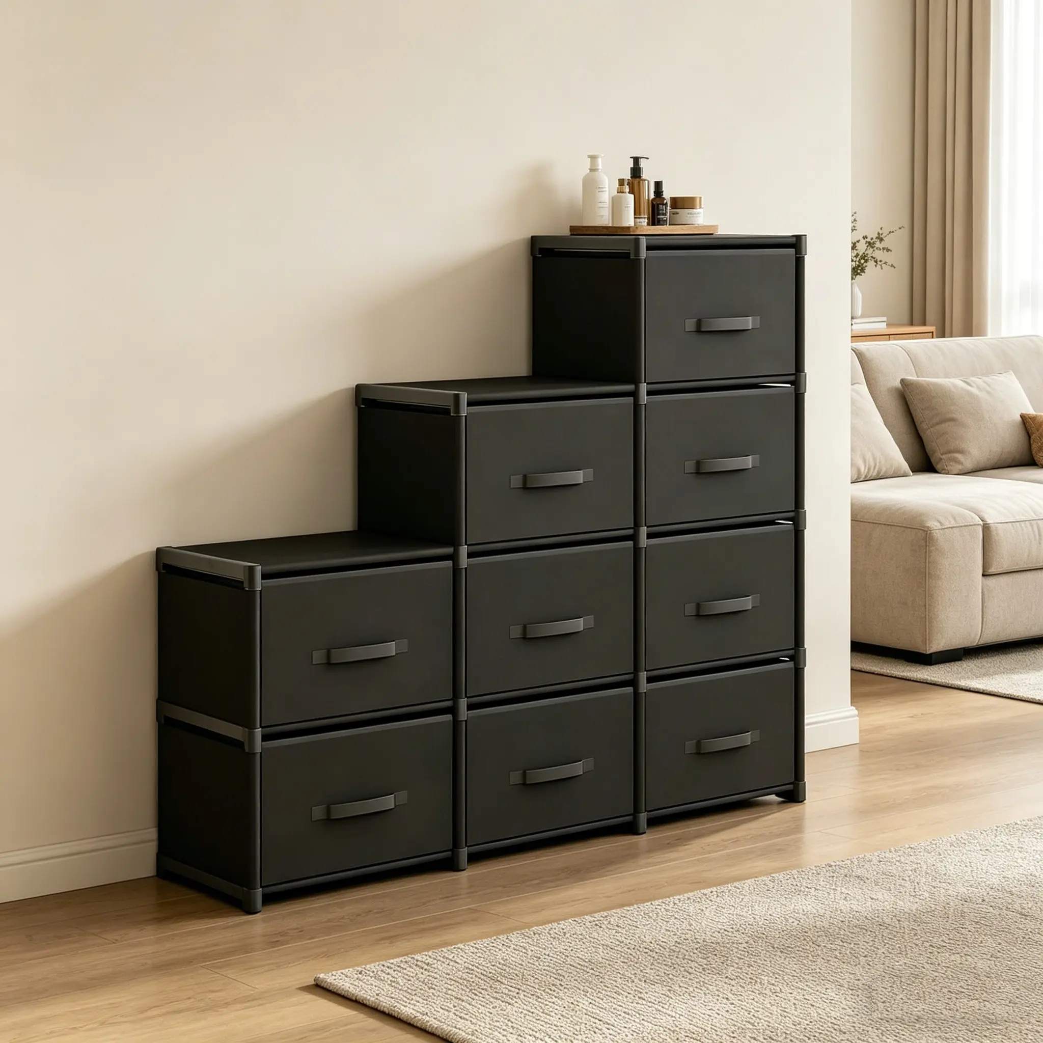 Modern Minimalist Storage Cabinet with Multiple Drawers, Bedside Cabinet, Office Furniture, and, Easy Assembly, Durable Structure