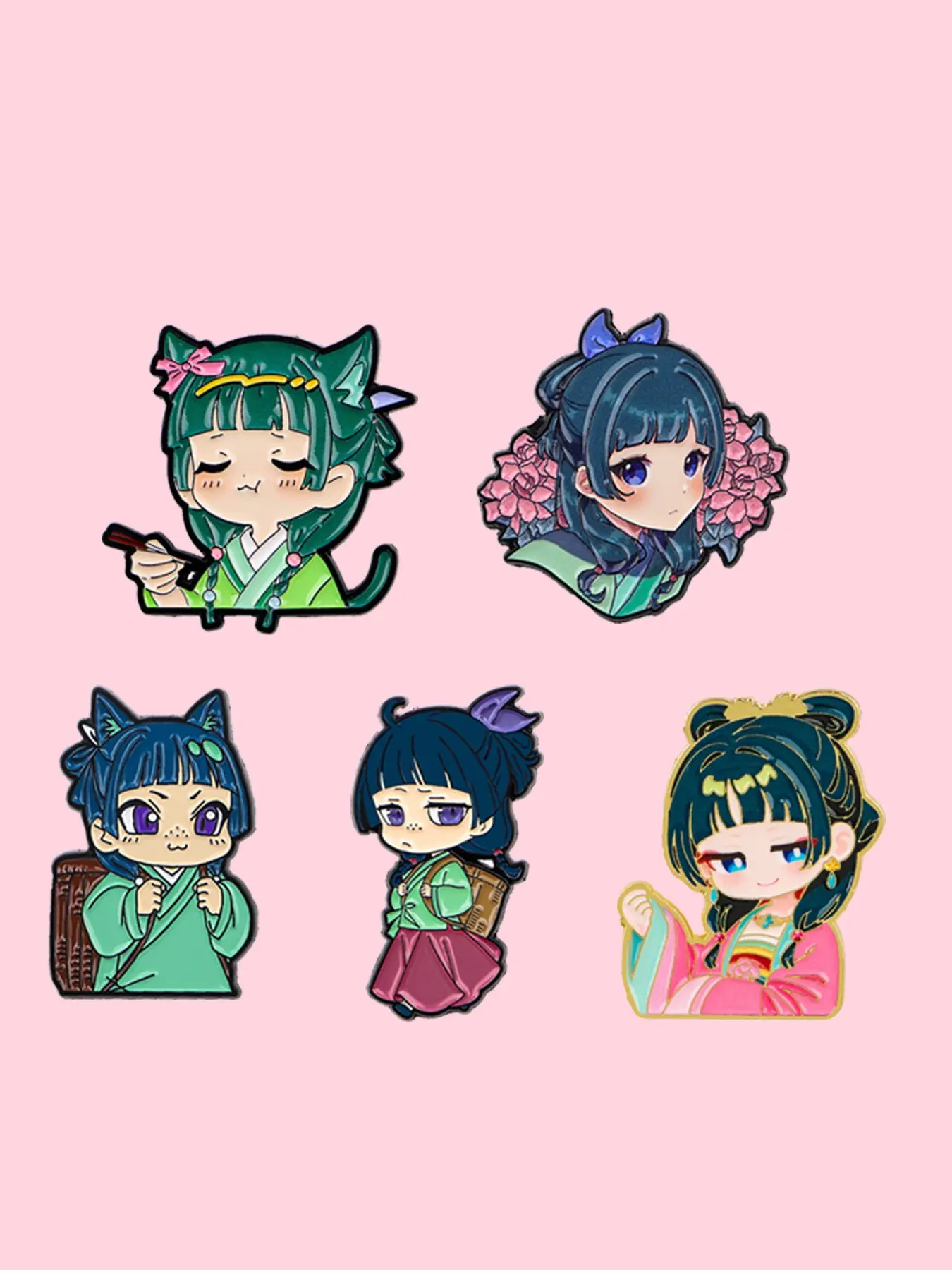 5pcs/set Anime Girl Decorative Badges, Cute Cartoon Character Collectible Pins for Daily Wear, Perfect Gift for Friends and Family, Animal Print Design, Badge Decoration