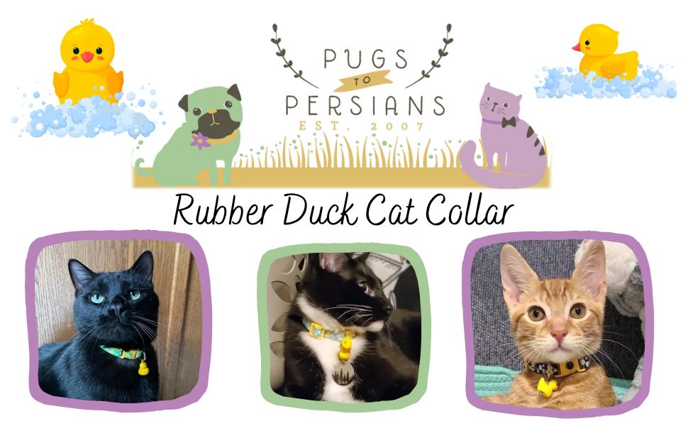 Rubber Ducky Cat Collar with Duck Bell | Adjustable Large Size or Kitten Collar | Safety Breakaway Collar (Large(10lbs & Up), Light Blue)