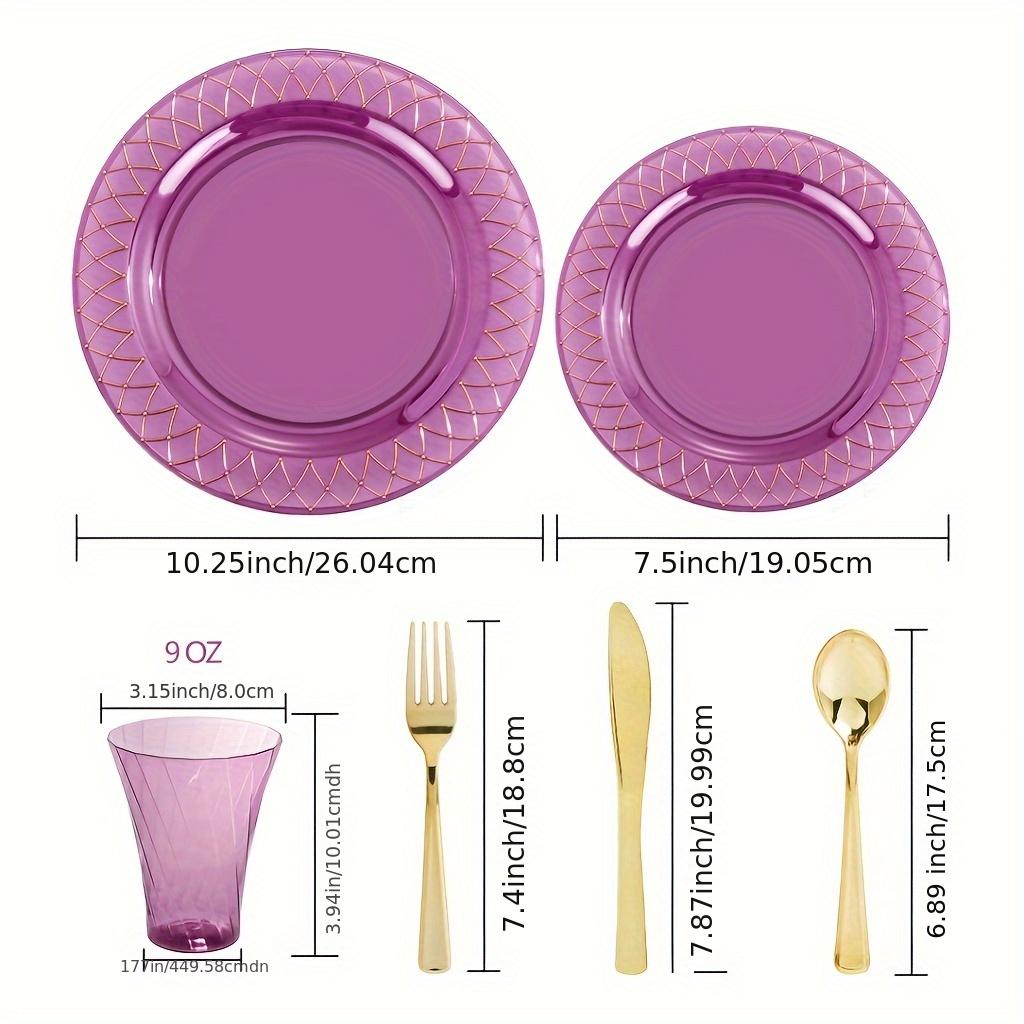120 Purple Plastic Plates With Disposable Silverware& Cups - Purple Plastic Tableware Include 40 Purple Plastic Plates, 20 Purple Cups, 20 Plastic Utensils Set-Ideal For Partie