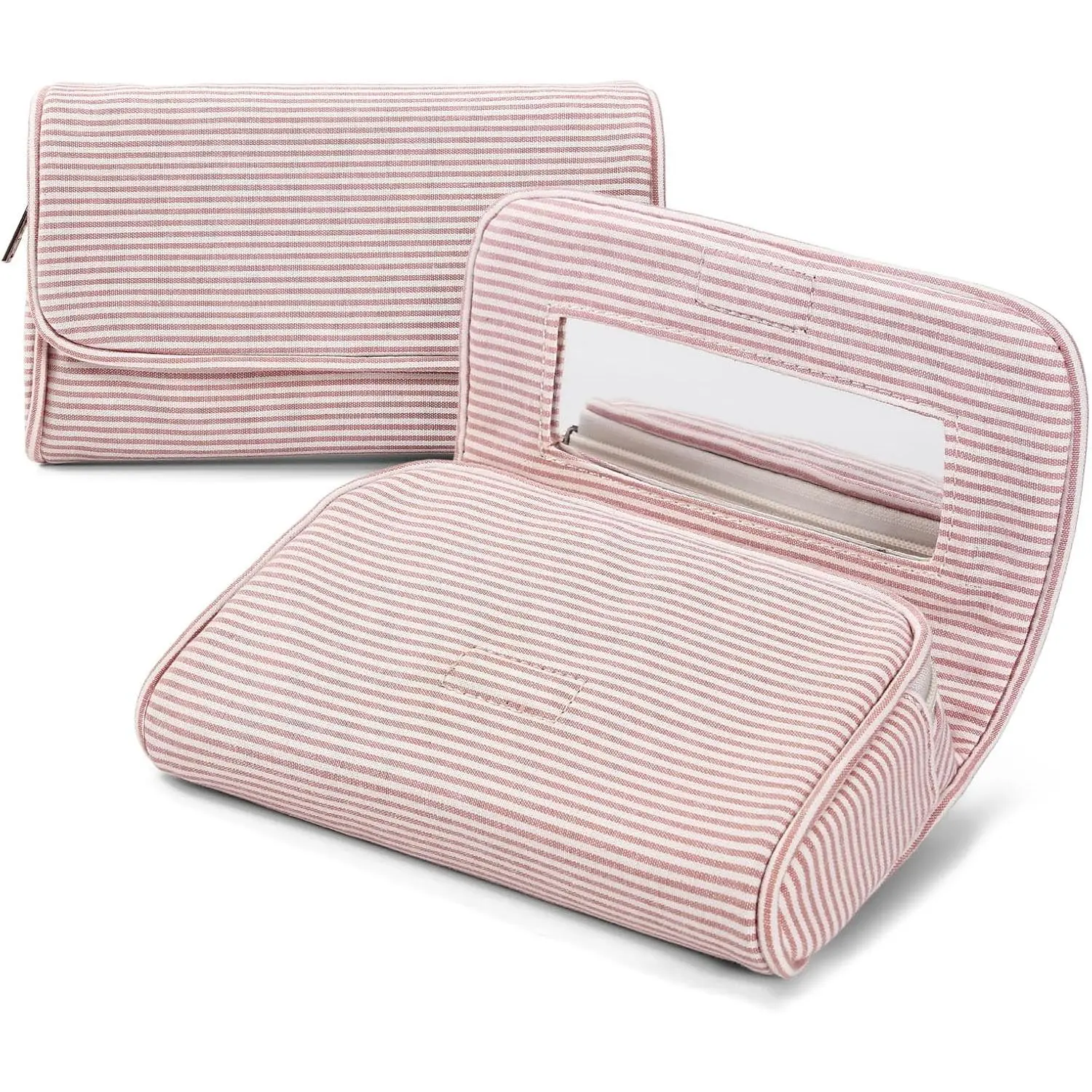 Women's Cute Nylon Makeup Bag, with Built-in Mirror, Portable and Lightweight, Fashionable Travel Toiletry Bag