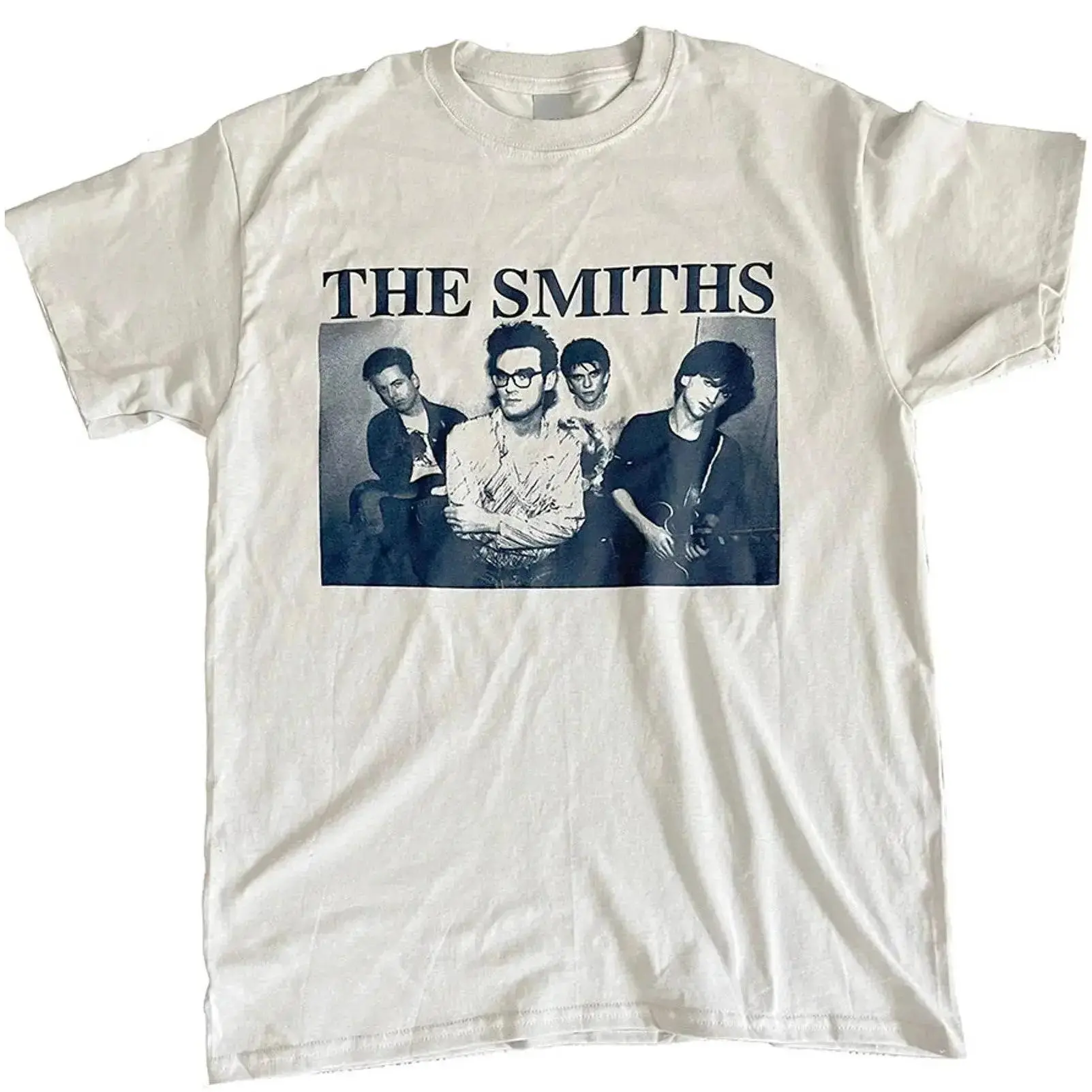 Vintage 80s The Smiths Nostalgia Graphic T Shirt Soft Breathable 100 Percent Cotton Unisex Oversized Short Sleeve Crewneck Retro Band Streetwear Cold Water Wash Daily Concert Weekend Casual Adult Music Fan Gift Top