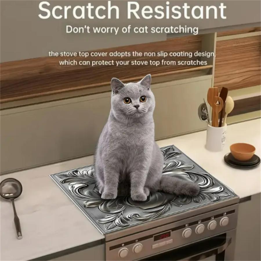 2DFlatFlower   Design Gas Stove Cooktop Panel Protector Cover, 1 Count  Heat & Scratch Resistant Stove Top Protectors, Multipurpose Cooktop Cover for Flat Top Oven