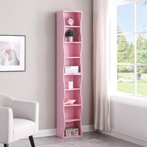[Bellemave]8-layer adjustable shelf ultra-thin bookshelf with a wavy border design, which is more aesthetically pleasing, is suitable for high and narrow, display and multi-functional bookshelves in home offices