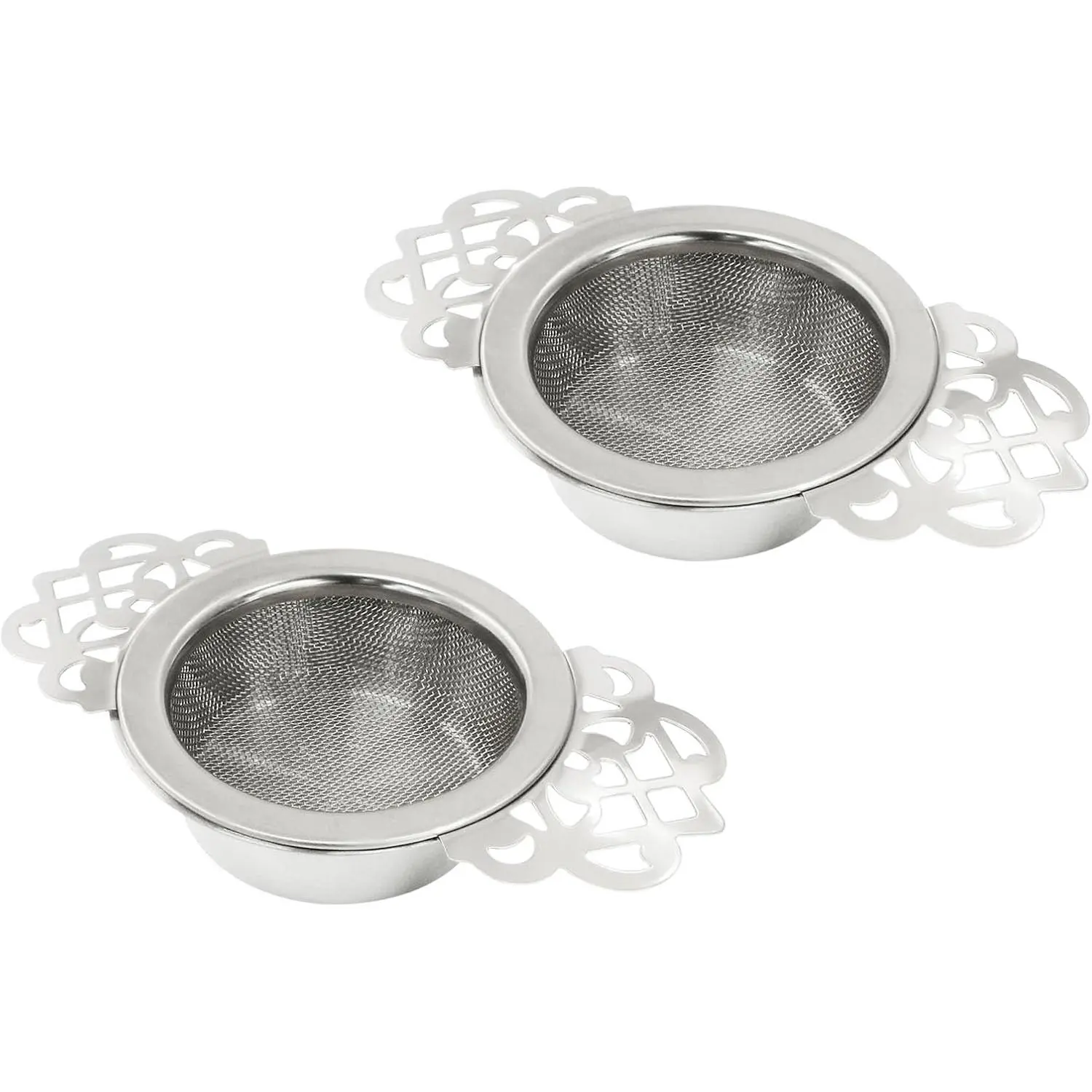 2 Pack  Strainers, , Stainless Steel Fine Mesh | With Bowl, Loose Leaf  Filter, For 2.5-4 Inch Cup Mouth