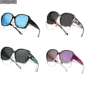 2-Pack Oversized Fit Over Sunglasses for Men & Women – Polarized UV400 Anti-Glare Glasses, Lightweight Flexible Geometric Frames, Wear Over Prescription Glasses for Driving, Outdoor & Daily Use