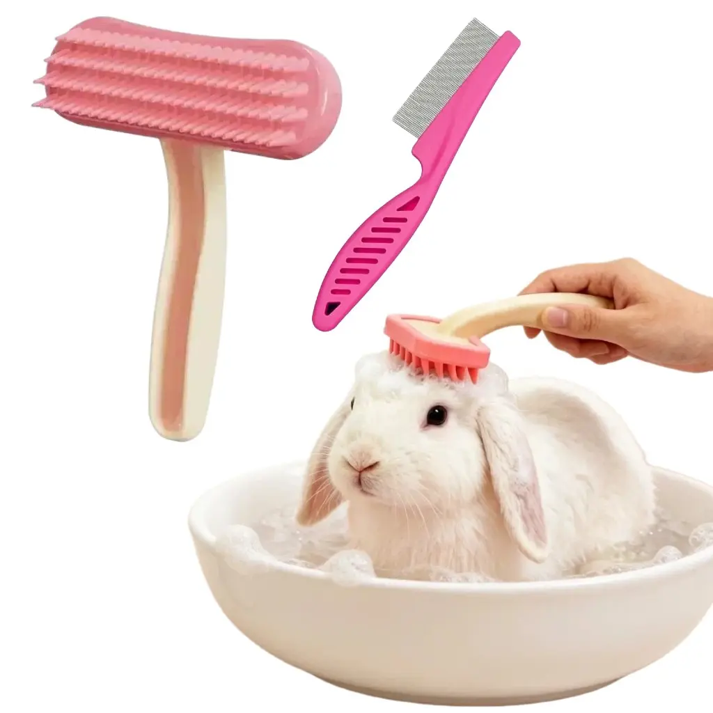 Small Pet Massage Brush Kit, Rabbit Massage Brush & Pet Combs for Hamster, Guinea Pig, Rabbit, Set, Ideal for Small Pets