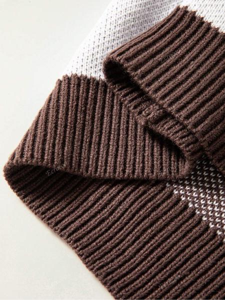 Plus Size Plaid Drop-Shoulder Sweater, Casual Long-Sleeve Knitwear for Fall & Winter, Loose-Fitting Round Neck Pullover for Women