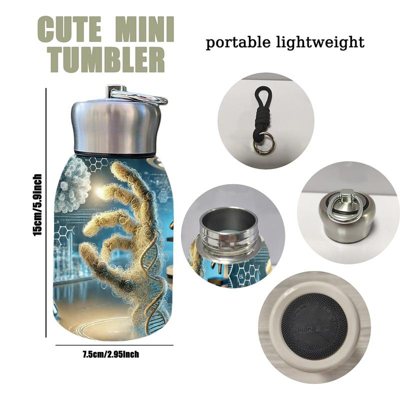 1pc 10.5oz Stainless Steel Tumbler - Leak-Proof, Insulated, Reusable, Hand Wash Only, DNA Hand of Creation Biotech Design, Ideal for Office, Camping or Holidays, Perfect Holiday Gift Item, Durable Drinkware, Office Essentials