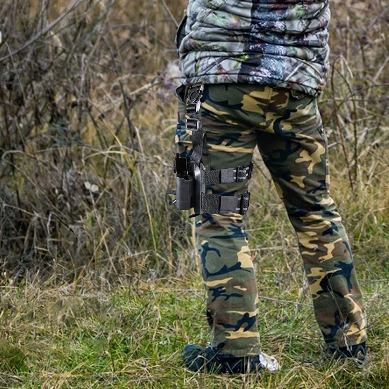 Tactical Gun Leg Holster Right Hand Paddle Thigh Belt Drop Pistol Holster with Magazine Flashlight Bag for 17 19 22 23 31 32