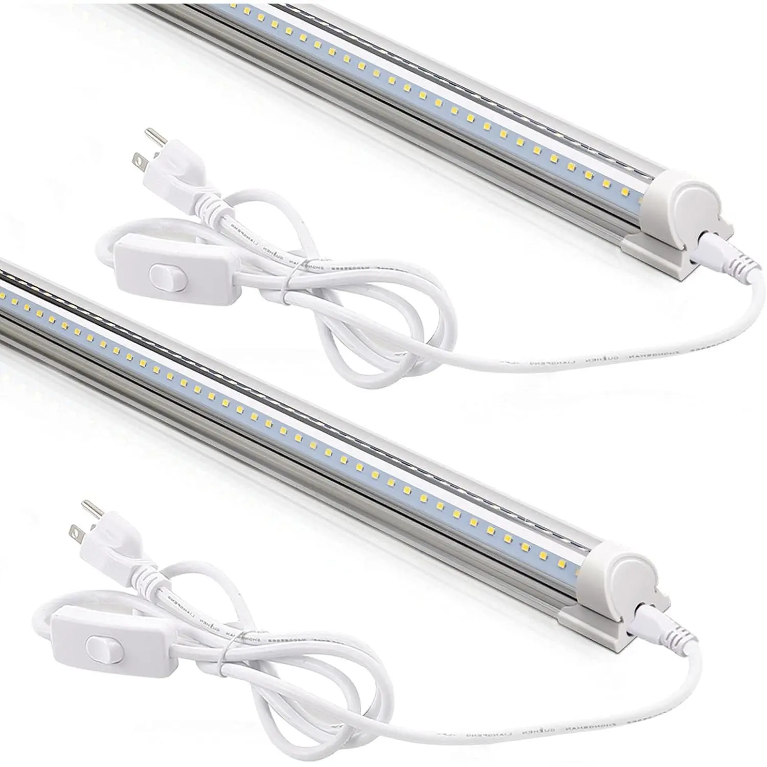 LED Shop Lights 2FT, 20W 3000LM 5000K, T8 LED Light Fixture, Clear Cover, Ceiling and Utility Shop Light, Linkable Tube Lights for Room, Garage, Workbench, Warehouse, 2 Packs