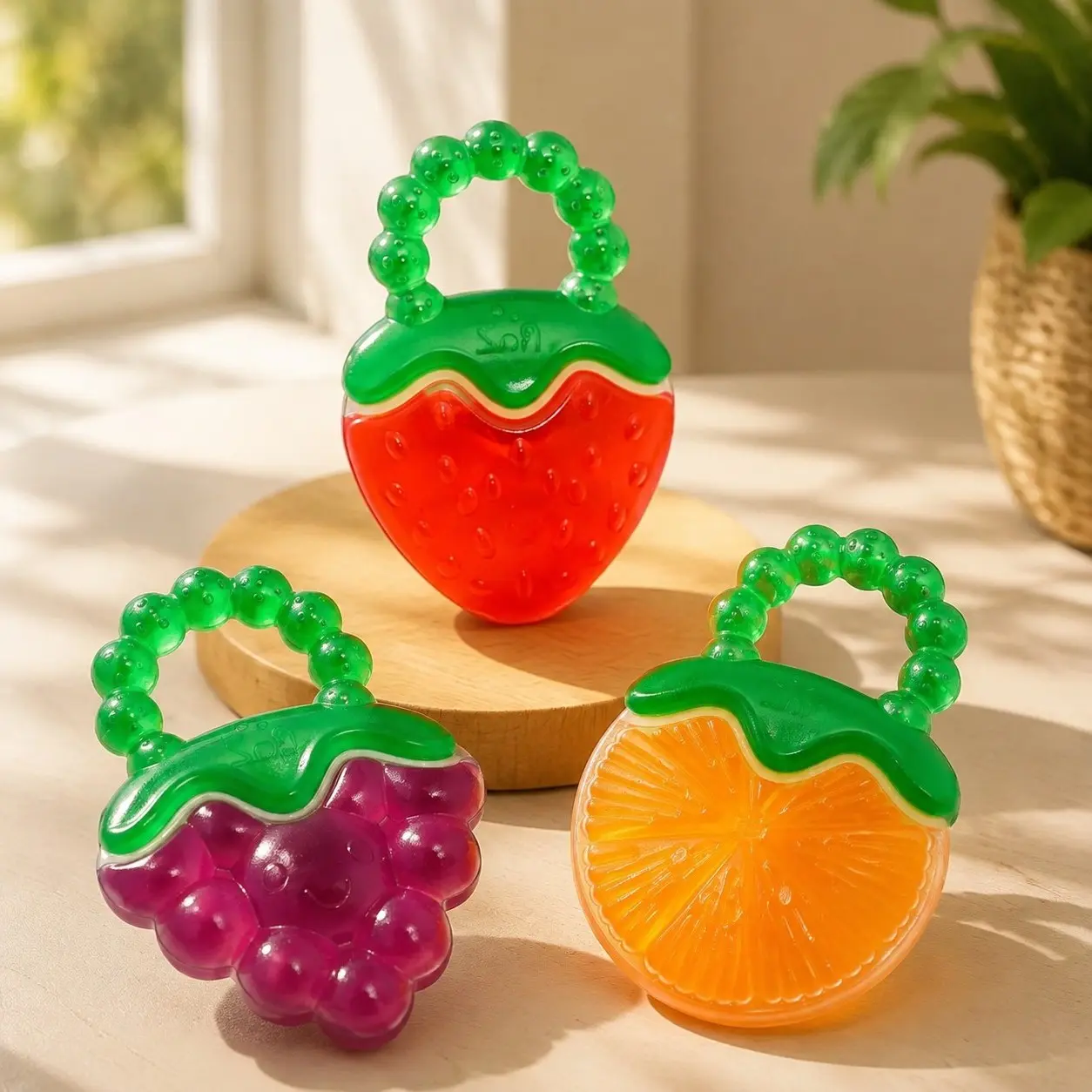 Fruit Koolers 3-Pack Water-Filled Teethers – Fun Fruit-Inspired Cooling Relief for 3M+ | Safe, BPA-Free Teether that Soothes Tender GumsGift