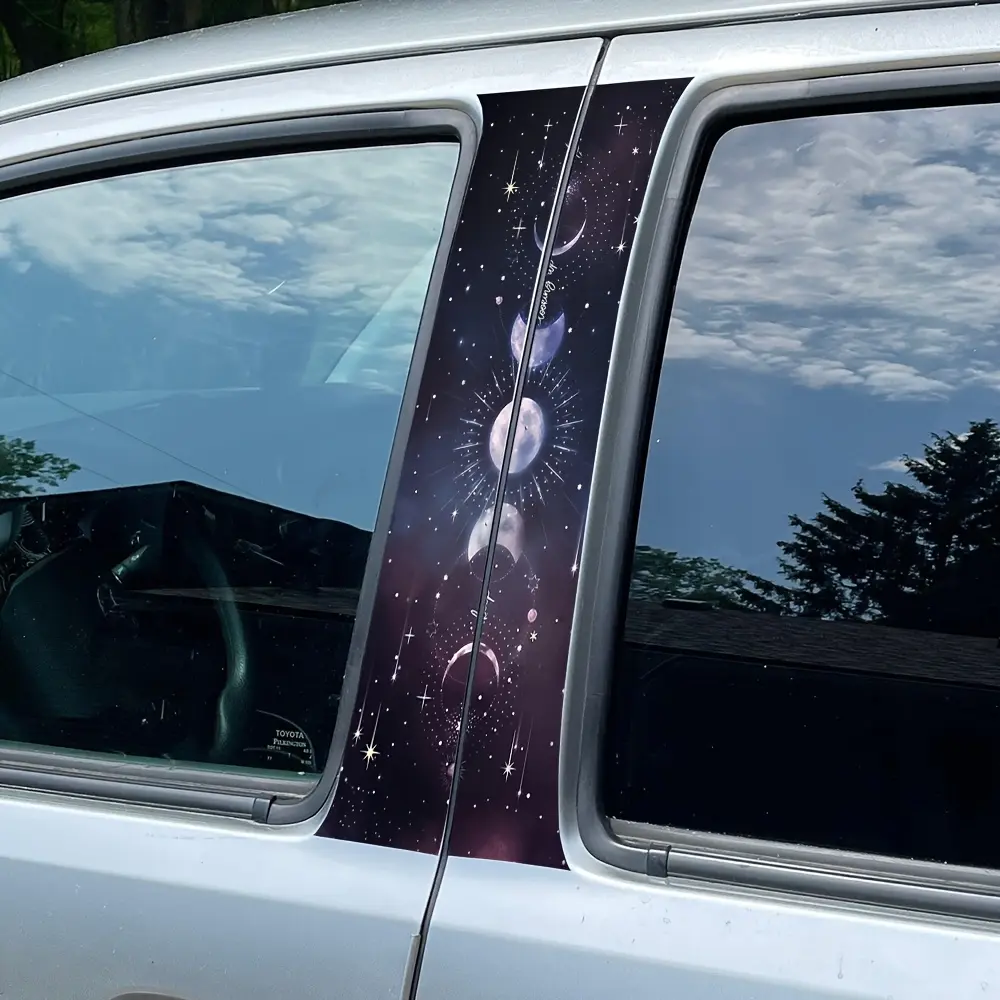 Two Cosmic Galaxy Car Stickers, Easy to Peel And Stick, B-Pillar Protective Decals, Car B-Pillar Decoration Accessories.
