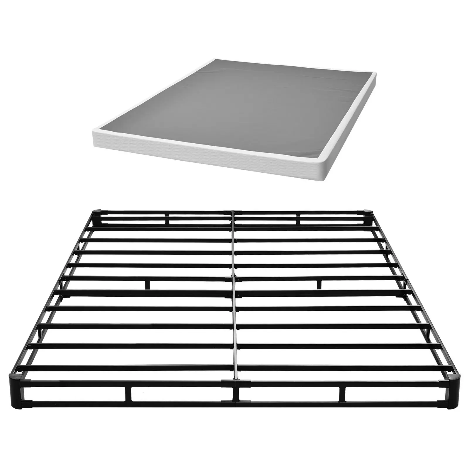 VEVOR Queen Size Box Spring Mattress Base - Heavy Duty Metal Frame, Washable Cloth Cover, 4 in Height, 3500lb Max Weight Capacity, Easy Assembly (79.1Lx59.4Wx4H in), Assembly Required