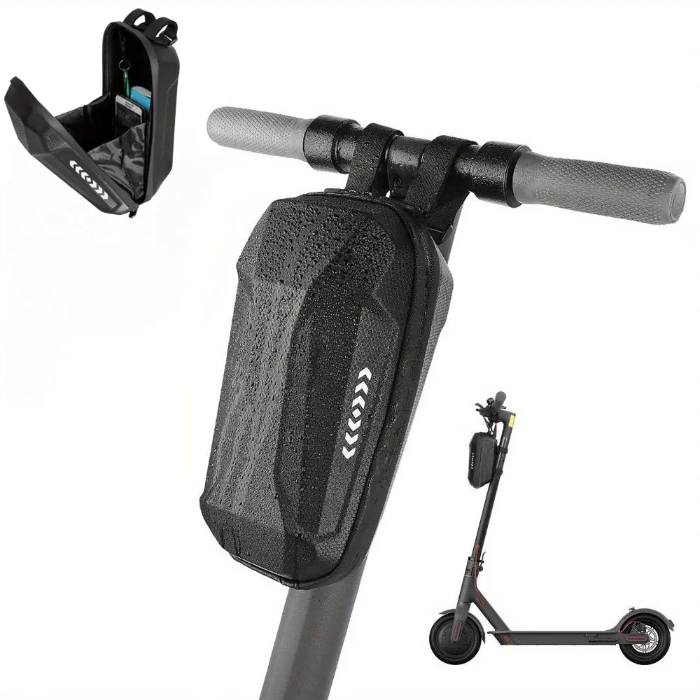 Electric Scooter Handlebar Pouch - 2L Waterproof EVA Hard Shell Accessories, Front Organizer for Electric Scooters & Bikes Storing Phone, Wallet, Keys, Charger & Tools