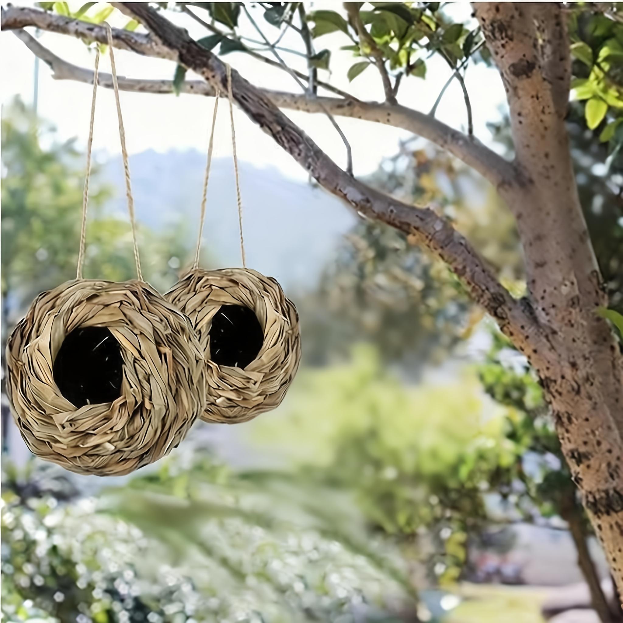 2pcs Handwoven Hummingbird Nest House- Outdoor Gardens And Patios, Spherical Design, Comfortable Nesting