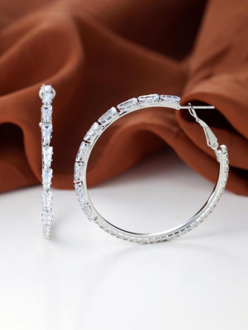 Women's 1 Pair Elegant Artificial Zircon Dainty Lightweight Hoops Earrings, Fashionable Earrings for Women, Fashion Jewelry Accessories for Party, Daily Clothing Decor, Elegant Minimalist Earrings Women's 1 Pair Elegant Artificial Zircon Dainty Lightweight Hoops Earrings, Fashionable Earrings for Women, Fashion Jewelry Accessories for Party, Daily Clothing Decor, Elegant Minimalist Earrings